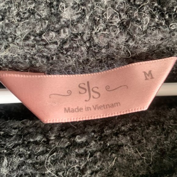 SJS Black & Gray Asymmetrical Cowl Neck Sweater - Picture 3 of 7